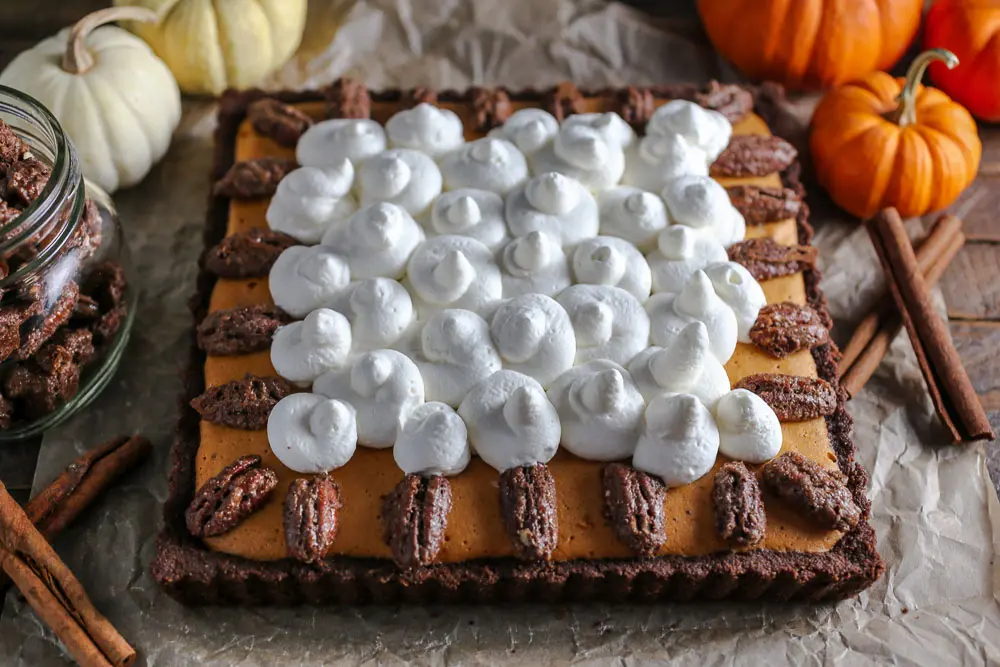 Pumpkin Mousse Pie with Candied Pecans