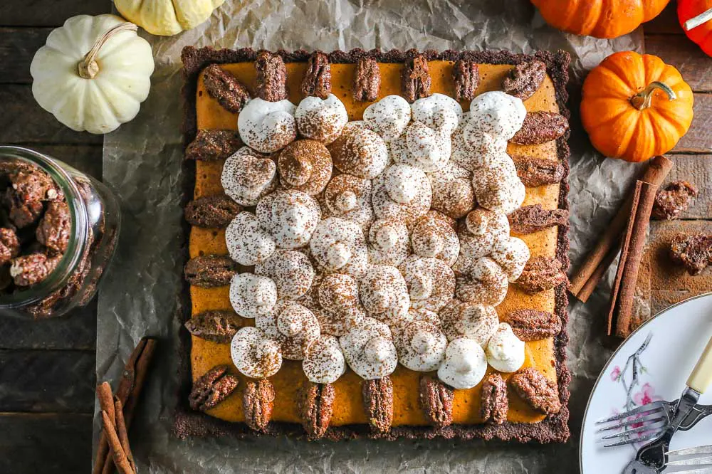 Pumpkin Mousse Pie with Candied Pecans