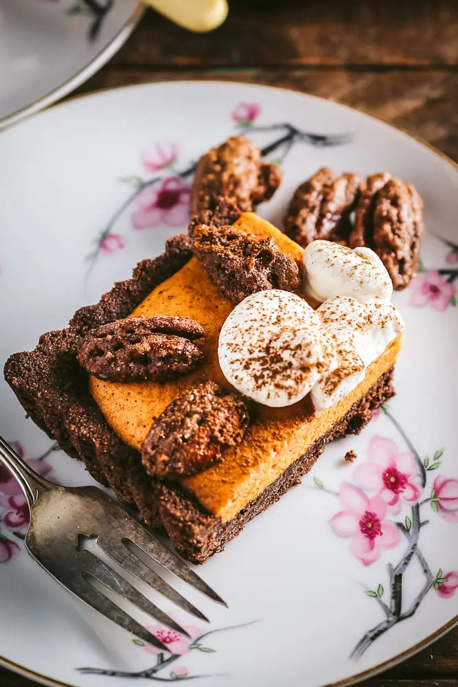 Pumpkin Mousse Pie with Candied Pecans