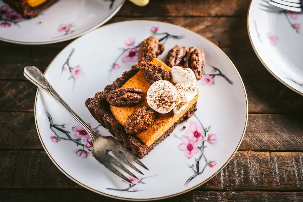 Pumpkin Mousse Pie with Candied Pecans