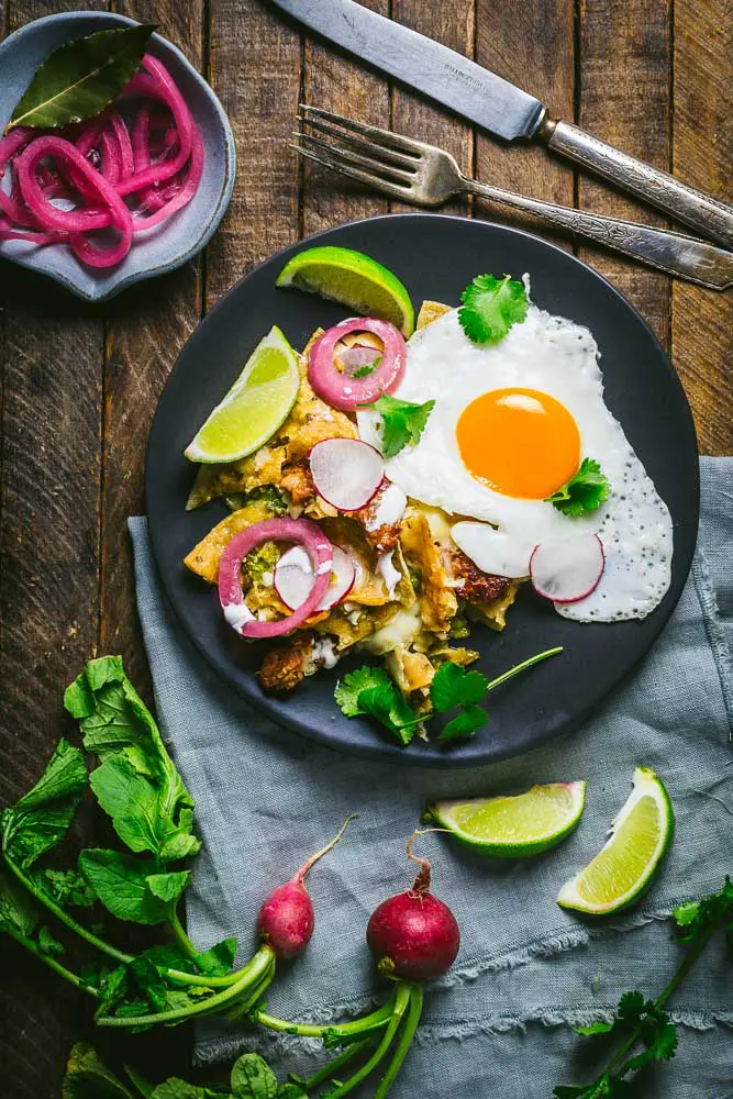 Chilaquiles With Salsa Verde, Chorizo And Eggs