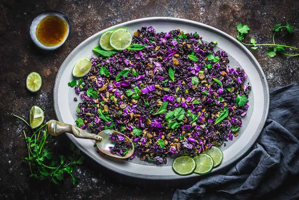 Sticky Lemongrass Chicken with Black Rice Salad