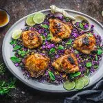 Chicken pieces on Black Rice and Cabbage Salad