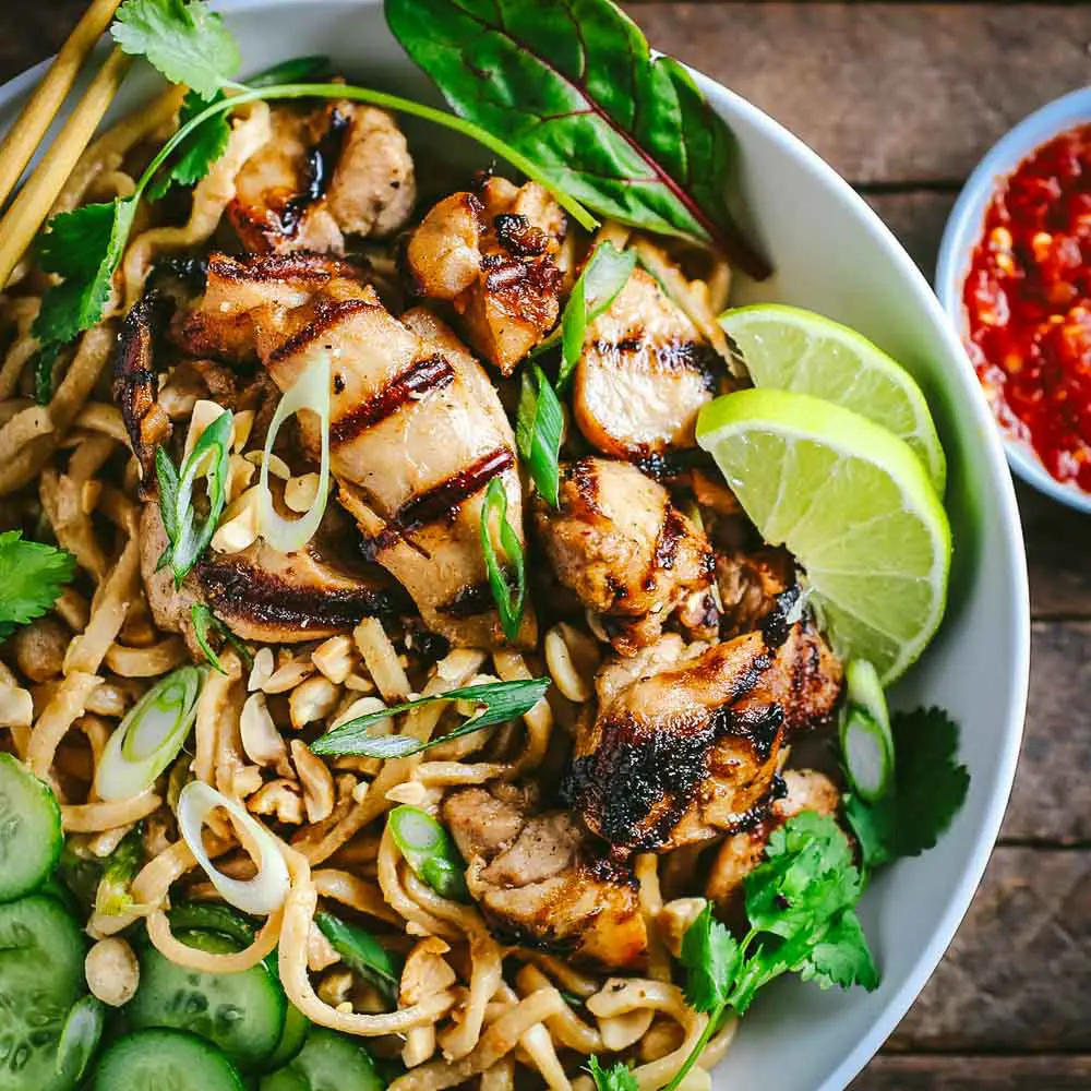 Thai Peanut Noodles with Grilled Chicken