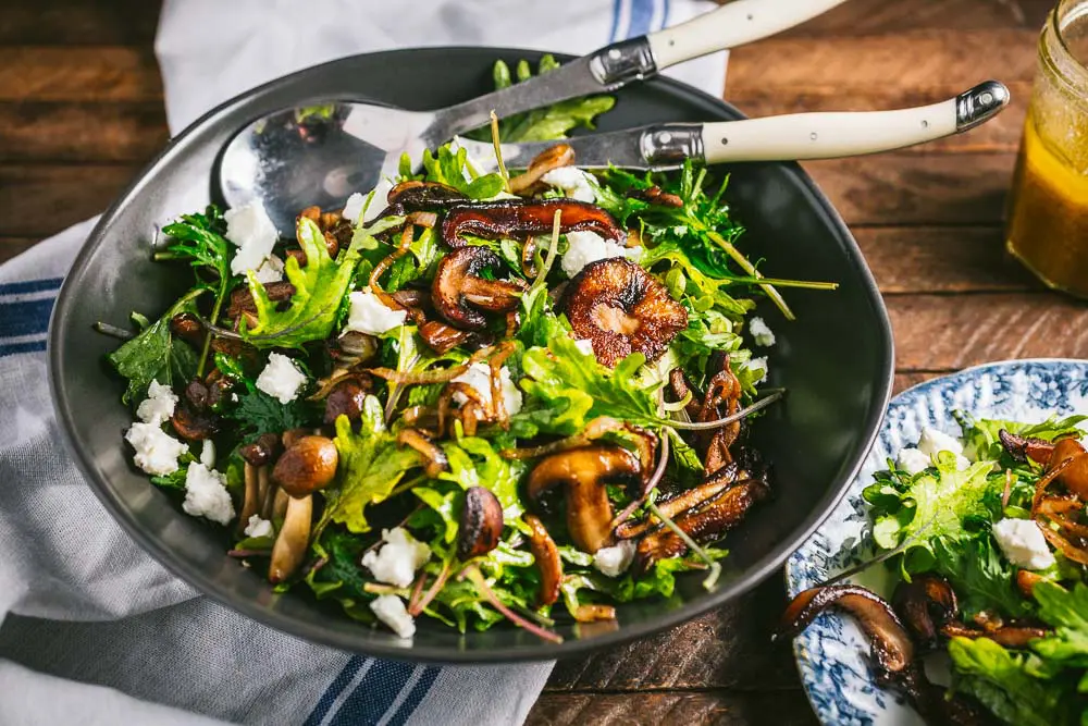 Warm Kale and Caramelized Wild Mushroom Salad