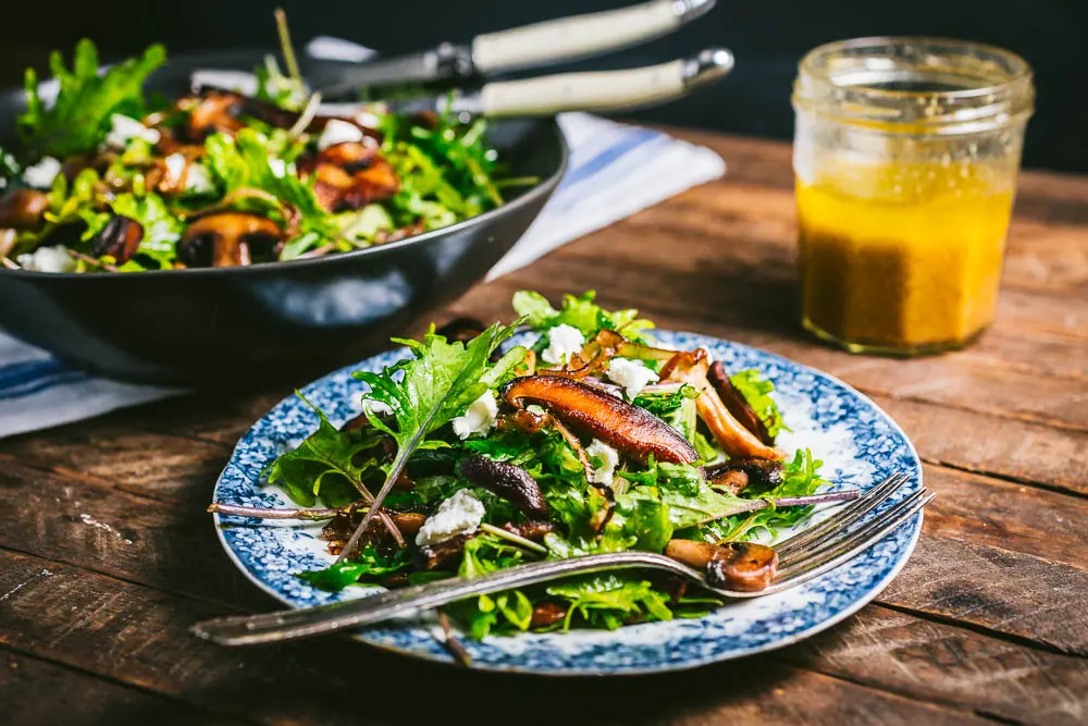 Warm Kale and Caramelized Wild Mushroom Salad