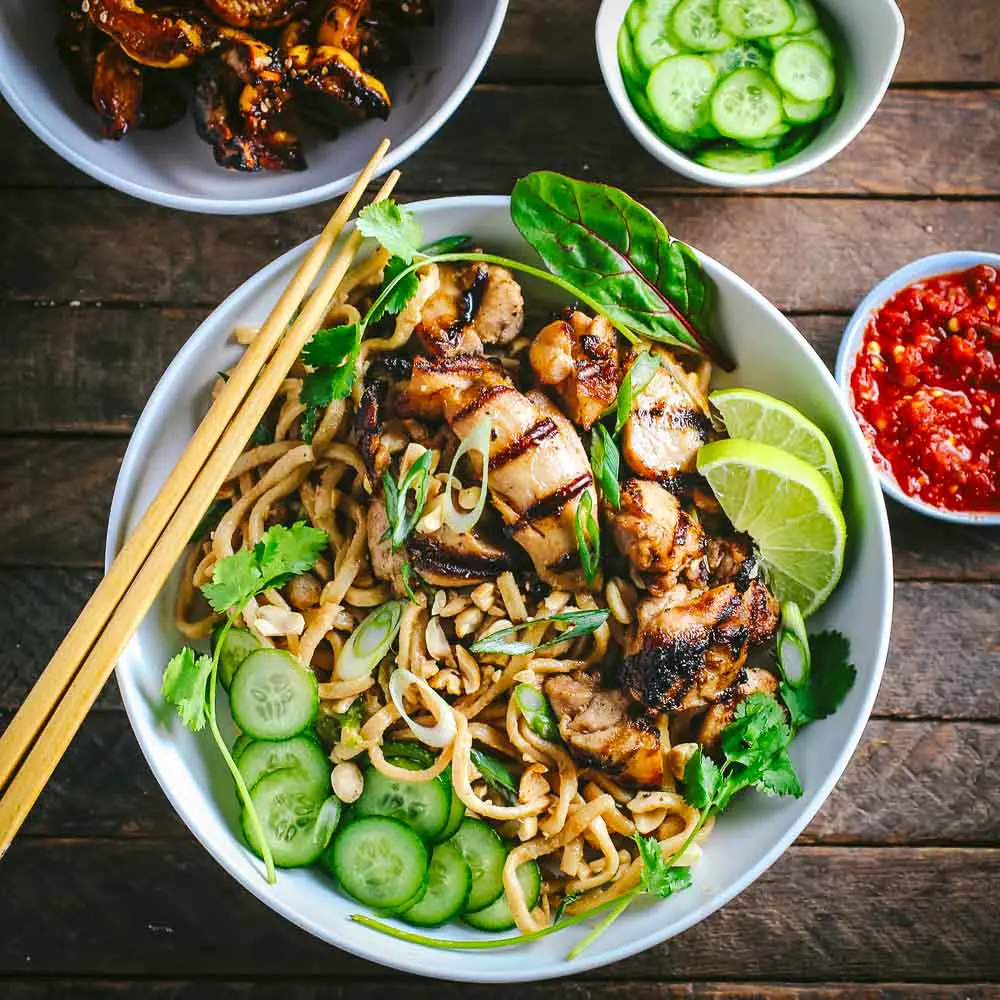 Thai Peanut Noodles with Grilled Chicken