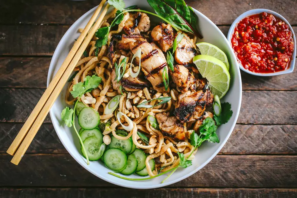 Thai Peanut Noodles with Grilled Chicken