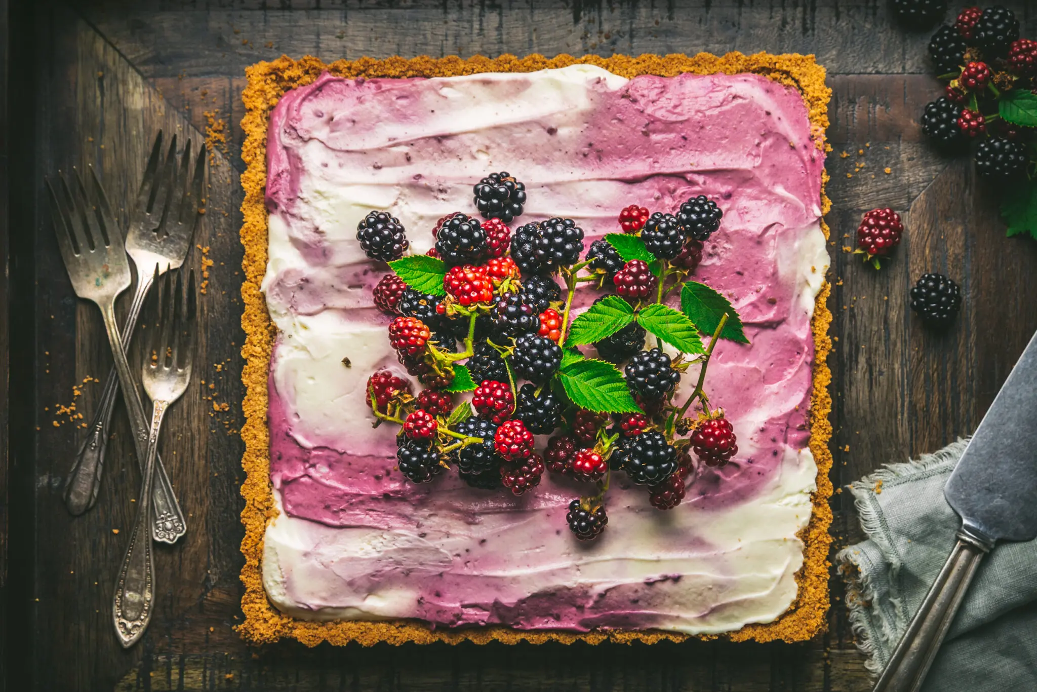 Blackberry and Vanilla Marbled Cheesecake