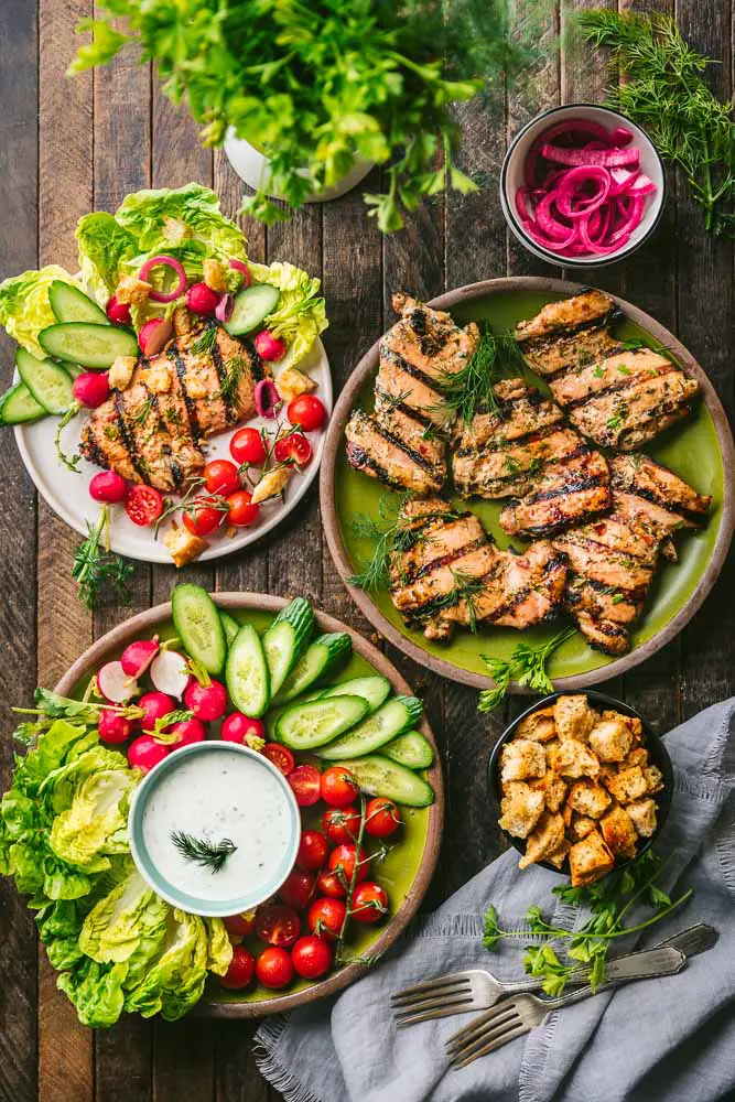 Colorful Platters of Grilled Chicken and Salad 2