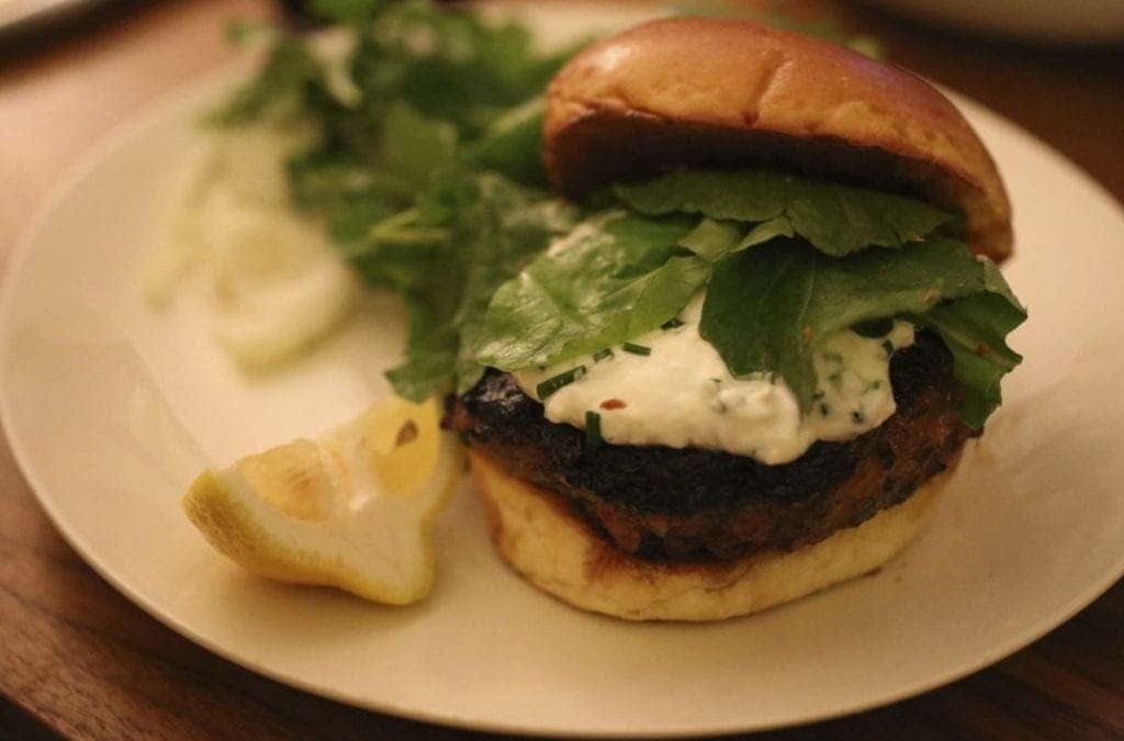 Herbed Lamb Burgers with Feta-Yogurt Sauce