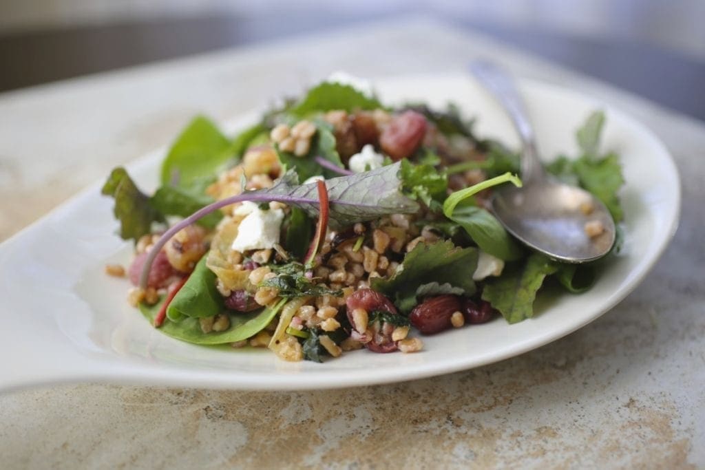 Thanksgiving recipes: Farro Salad with Roasted Grapes and Baby Kale