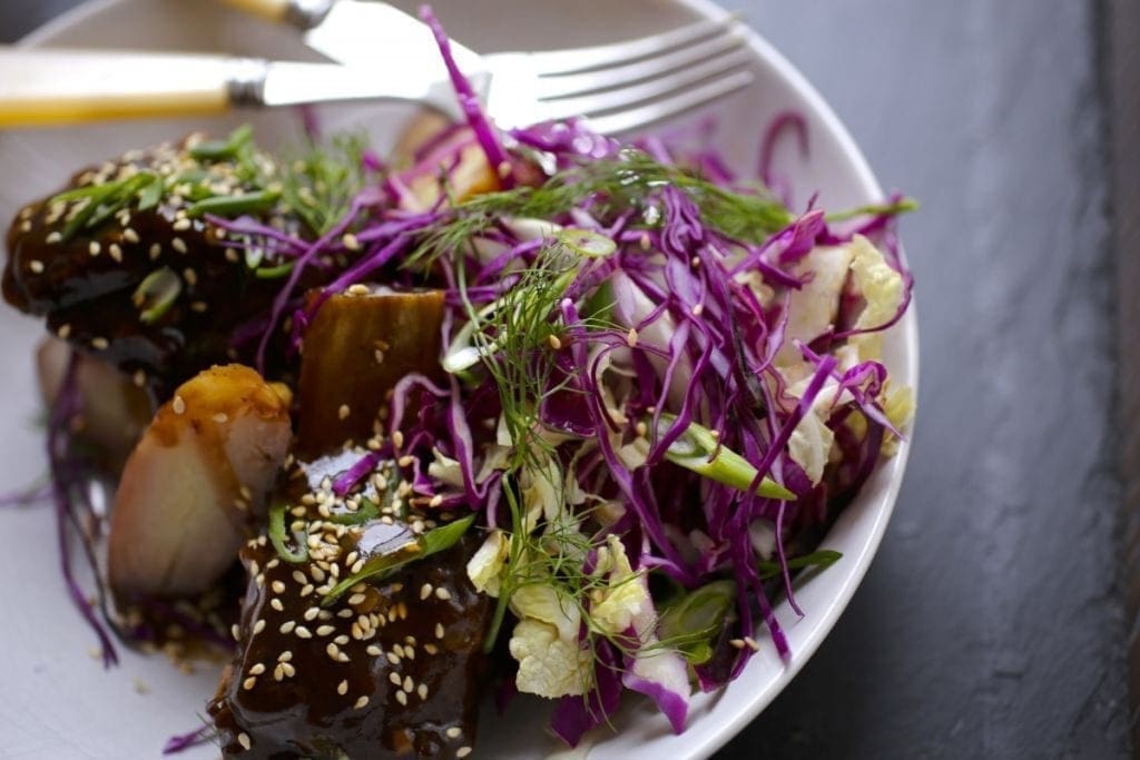 Braised Short Ribs with Asian Cabbage and Fennel Salad