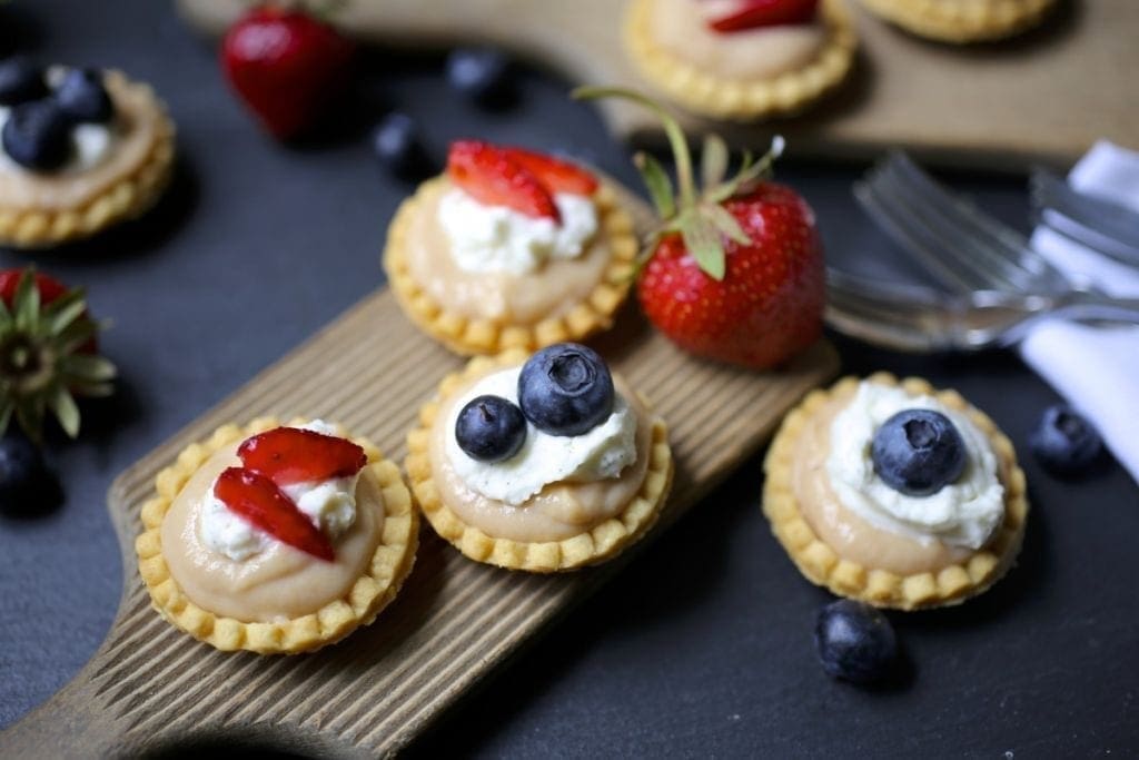 Rhubarb Curd Tartlets with Mascarpone Cream and Berries