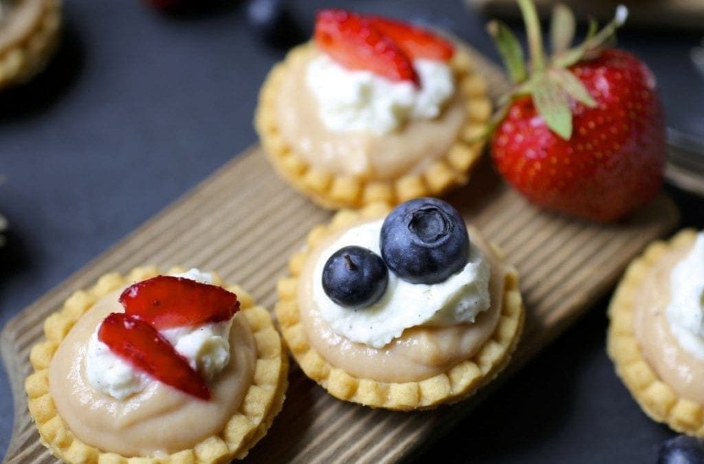 Rhubarb Curd Tartlets with Whipped Mascarpone and Berries