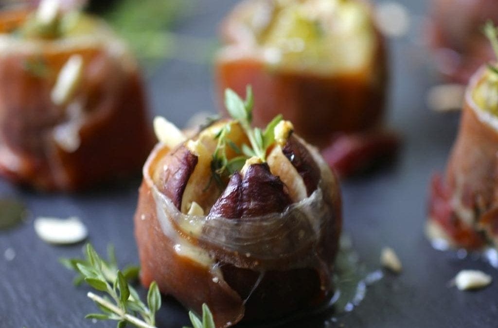 Roasted Figs Stuffed with Blue Cheese and Serrano Ham