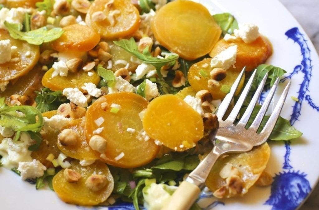 Roasted Beet Salad with Hazelnuts and Goat Cheese
