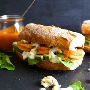 Grilled Buffalo Shrimp and Avocado Sandwiches with Blue Cheese Sauce ...