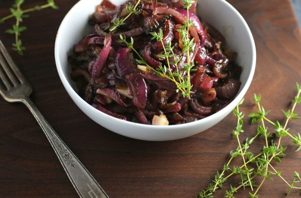 Balsamic Roasted Red Onions with Thyme