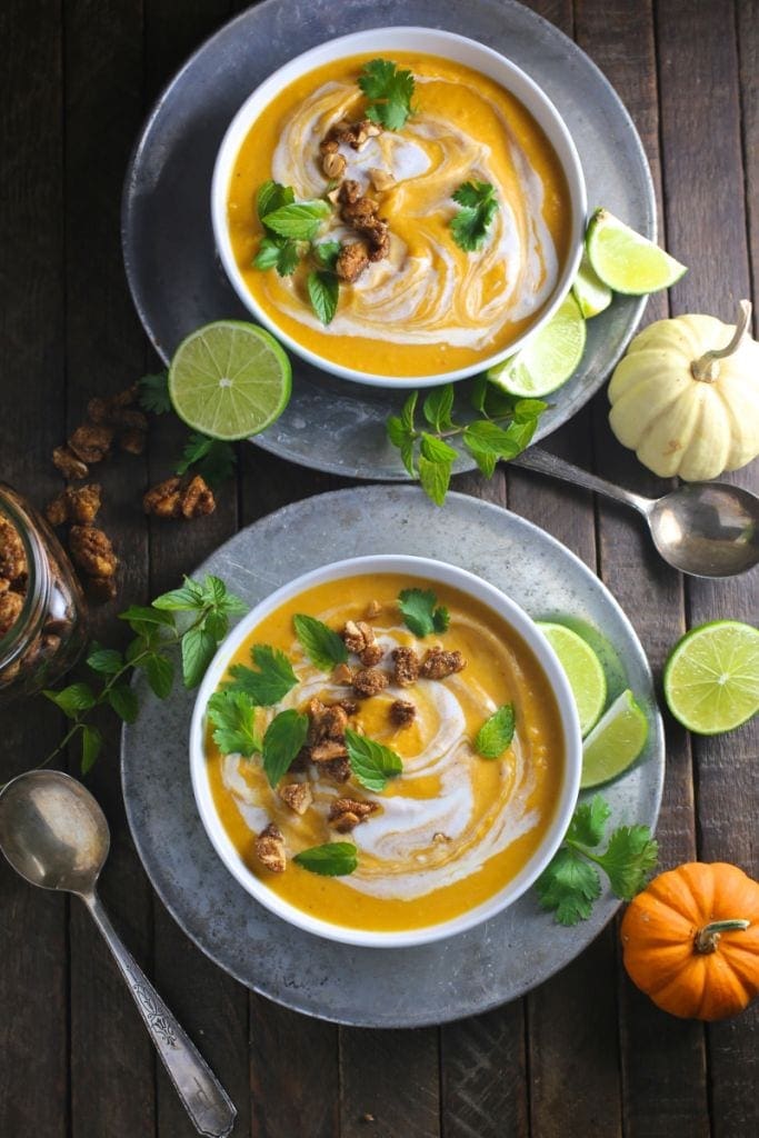 Thai Coconut Curry Butternut Squash Soup - Nerds with Knives