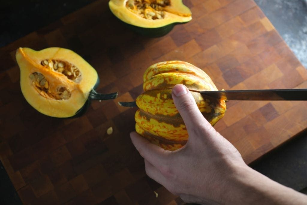 Cutting acorn squash