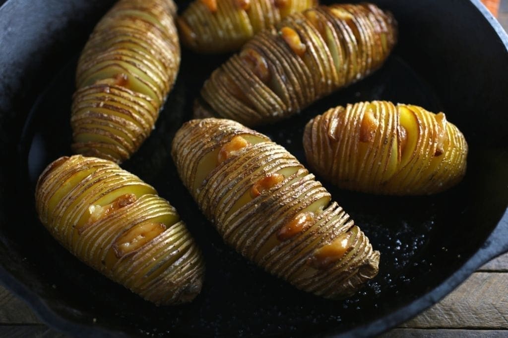 Hasselback Potatoes with Easy Garlic Confit