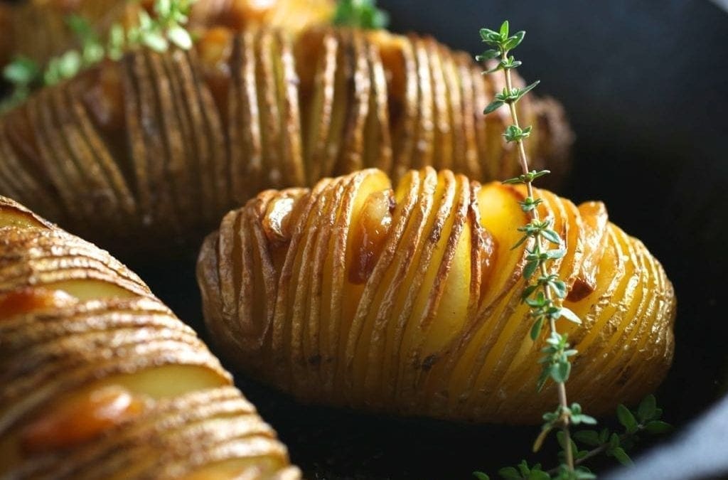 Hasselback Potatoes with Easy Garlic Confit