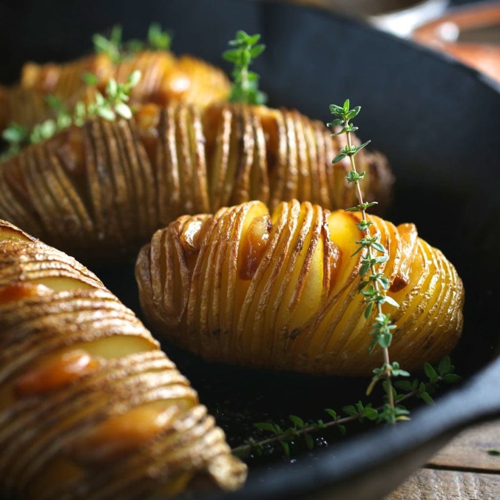 Hasselback Potatoes with Easy Garlic Confit