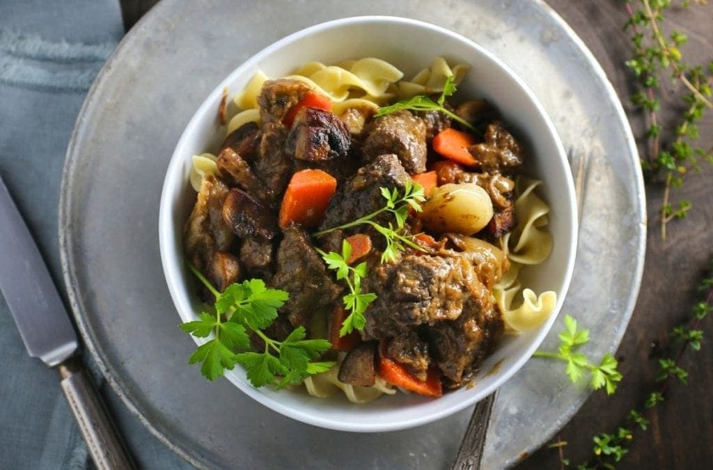 Savory Beef Stew with Mustard and Brandy