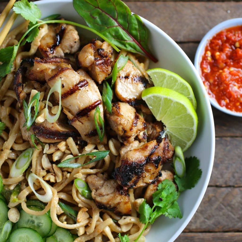 Thai Peanut Noodles with Grilled Chicken