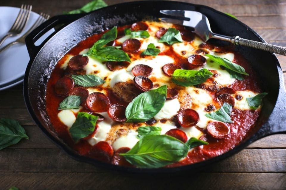 Pizza Chicken (with Pepperoni and Basil)