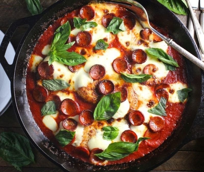 Pizza Chicken (with Pepperoni and Basil)