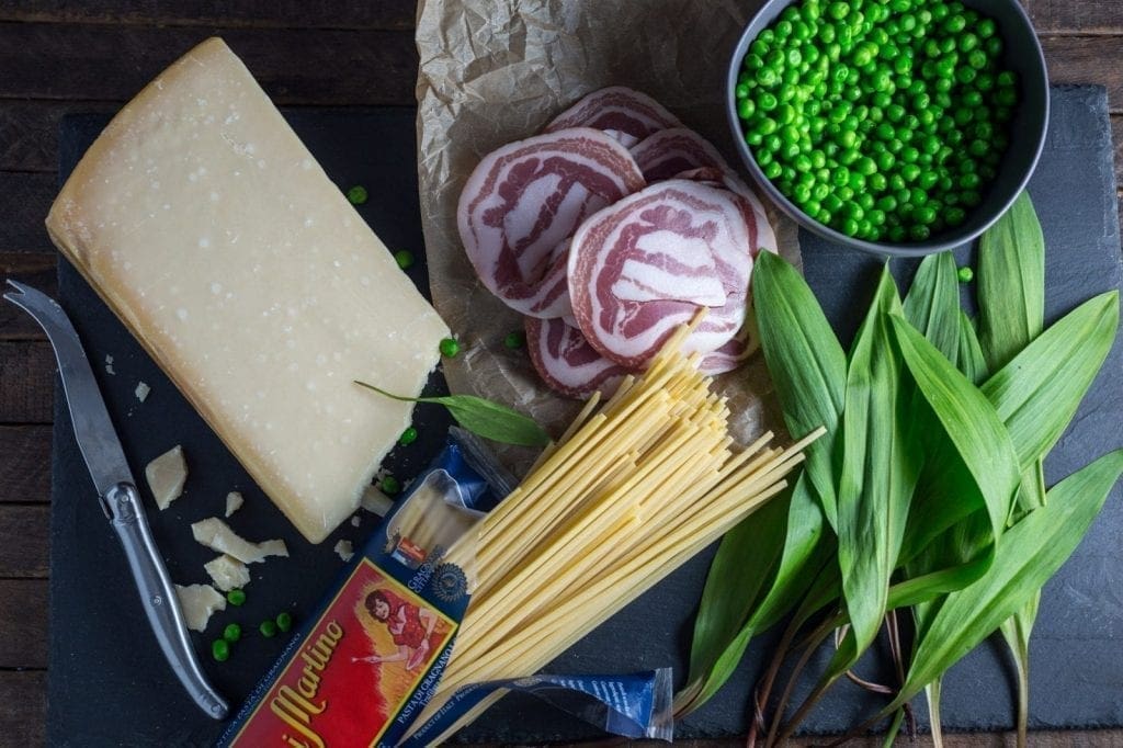 Spring Pasta with Ramps, Peas and Pancetta