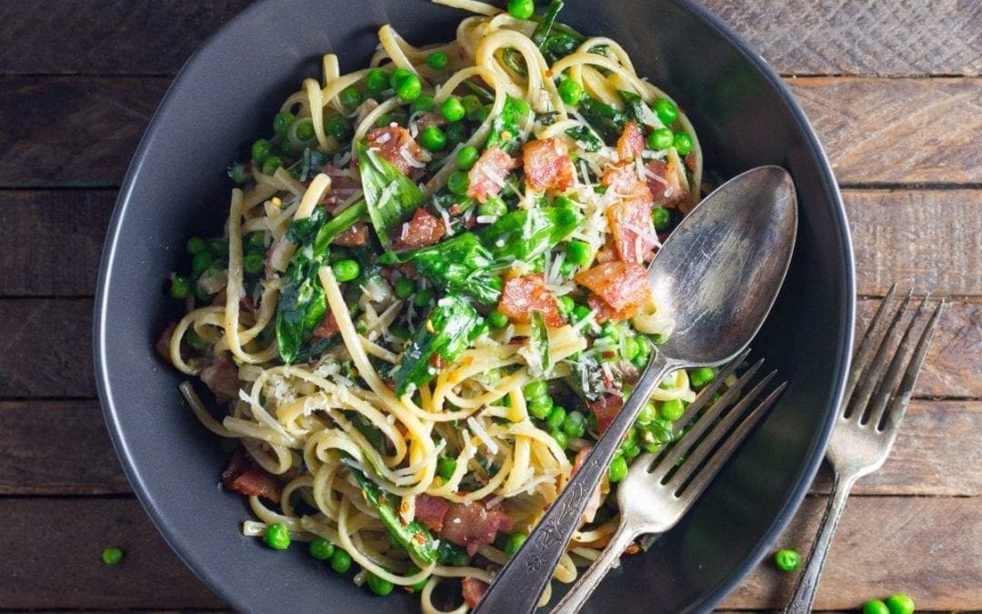 Spring Pasta with Ramps, Peas and Pancetta