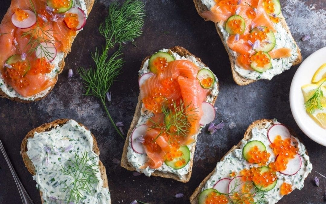 Tartines with Herb Cheese and Smoked Salmon