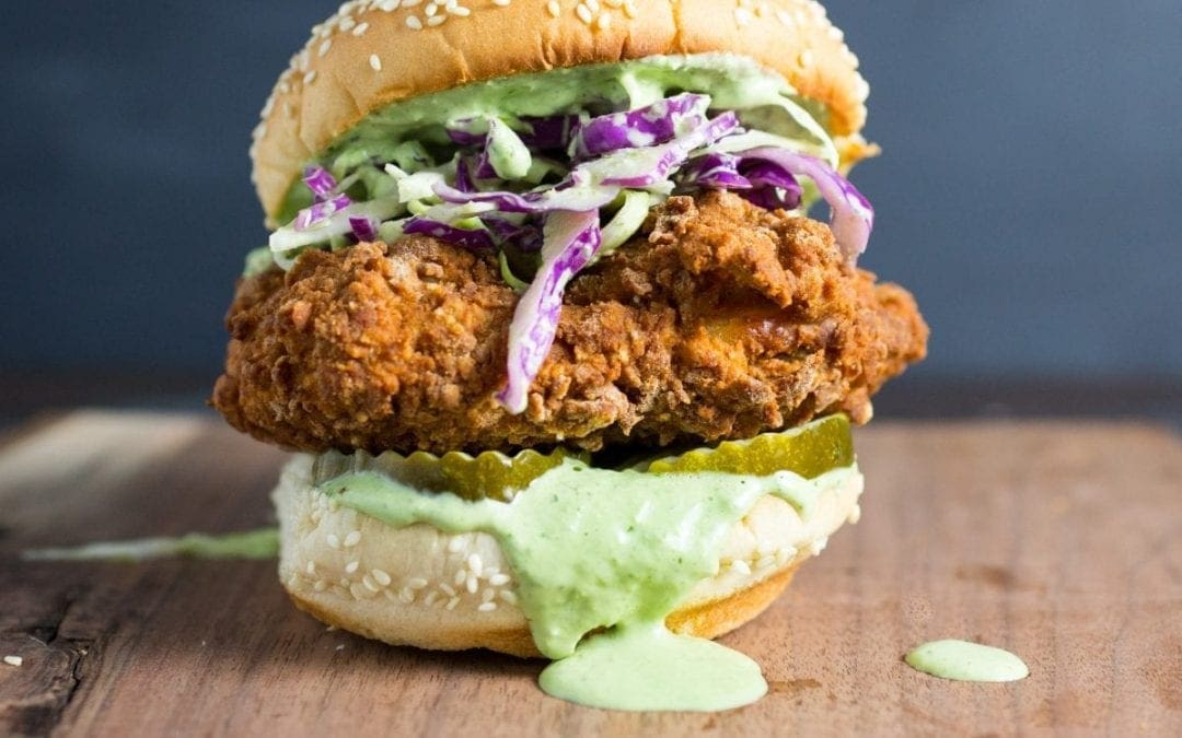 Ultimate Fried Chicken Sandwich with Basil Green Goddess Slaw