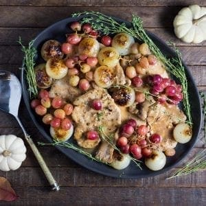 Smothered Pork Chops with Cipollini Onions and Grapes-image