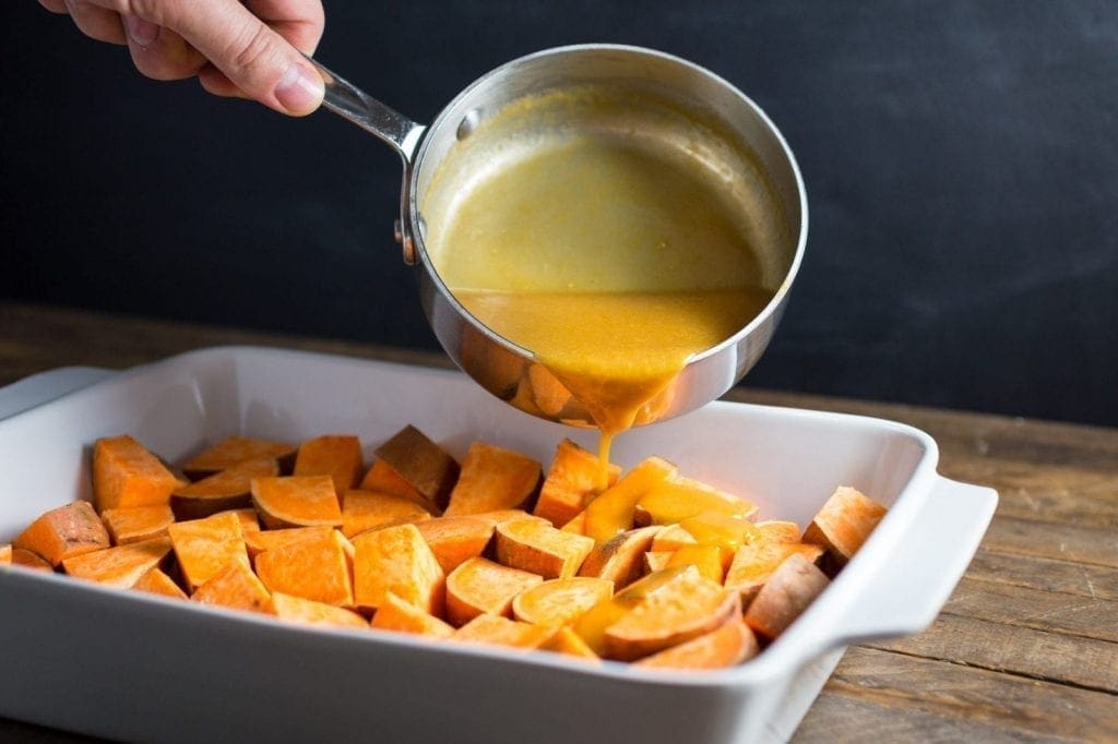 Roasted Miso-butter and Maple Sweet Potatoes 