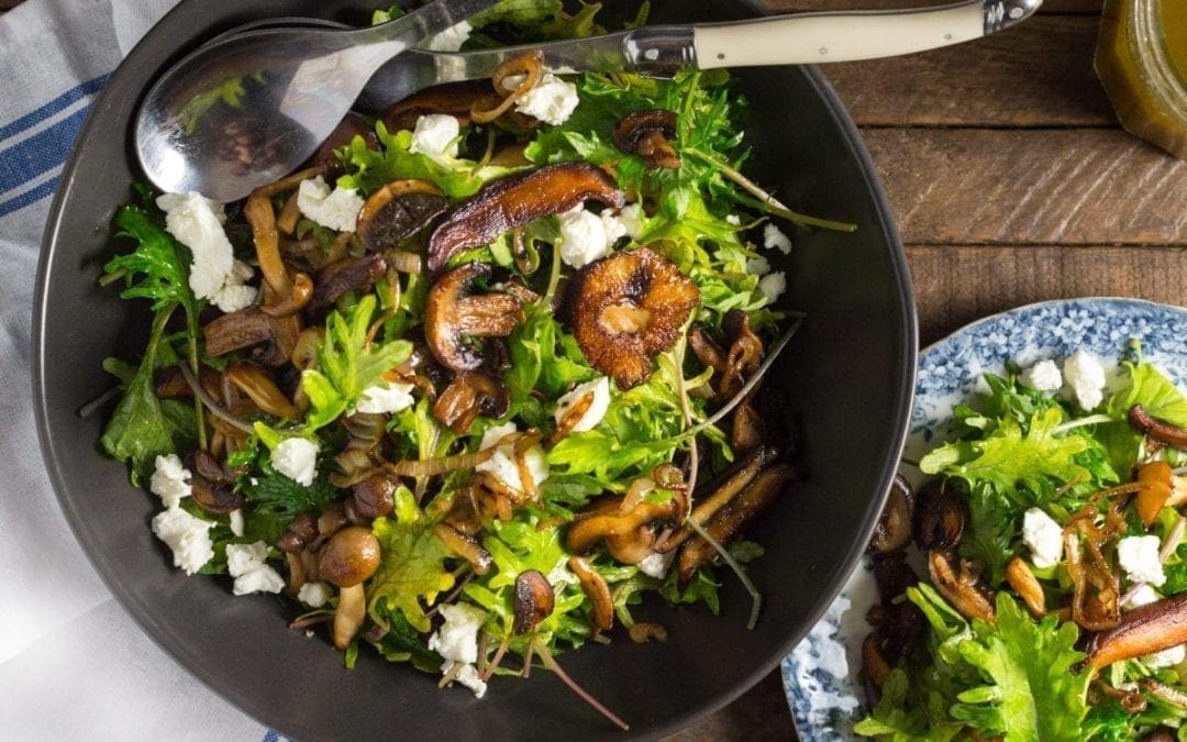 Warm Kale and Caramelized Wild Mushroom Salad