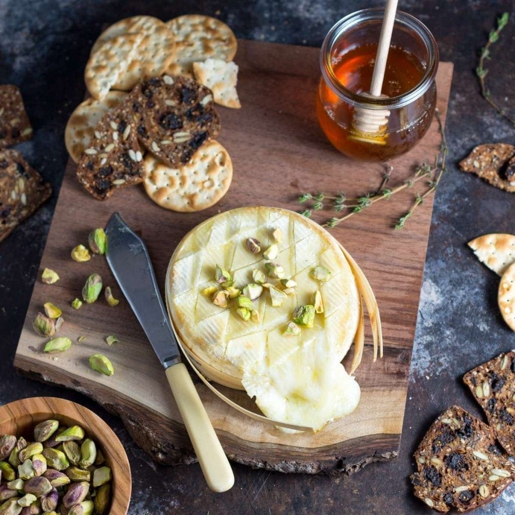 Easy Baked Brie with Honey and Pistachios