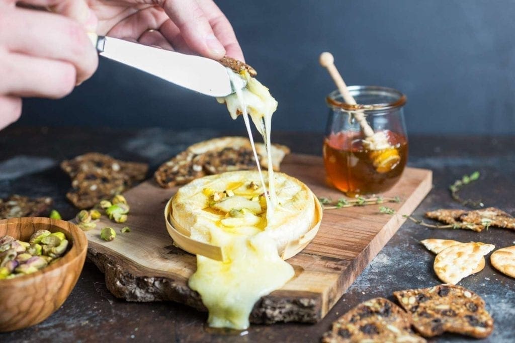 Easy Baked Brie with Honey and Pistachios