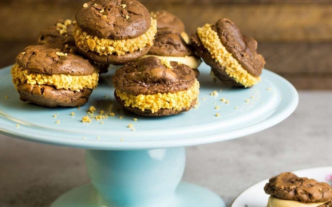 Brownie Cookies Filled With Peanut Butter Buttercream