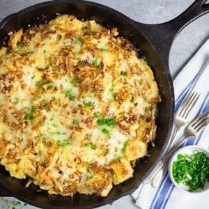 French Onion Strata - a savory bread pudding - Nerds with Knives