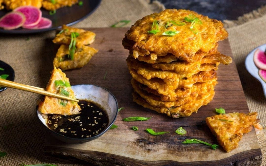 Kimchi Pancakes with Shrimp