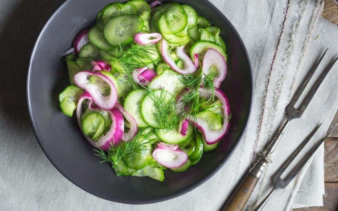 Swedish Cucumber Salad with Red Onion and Dill