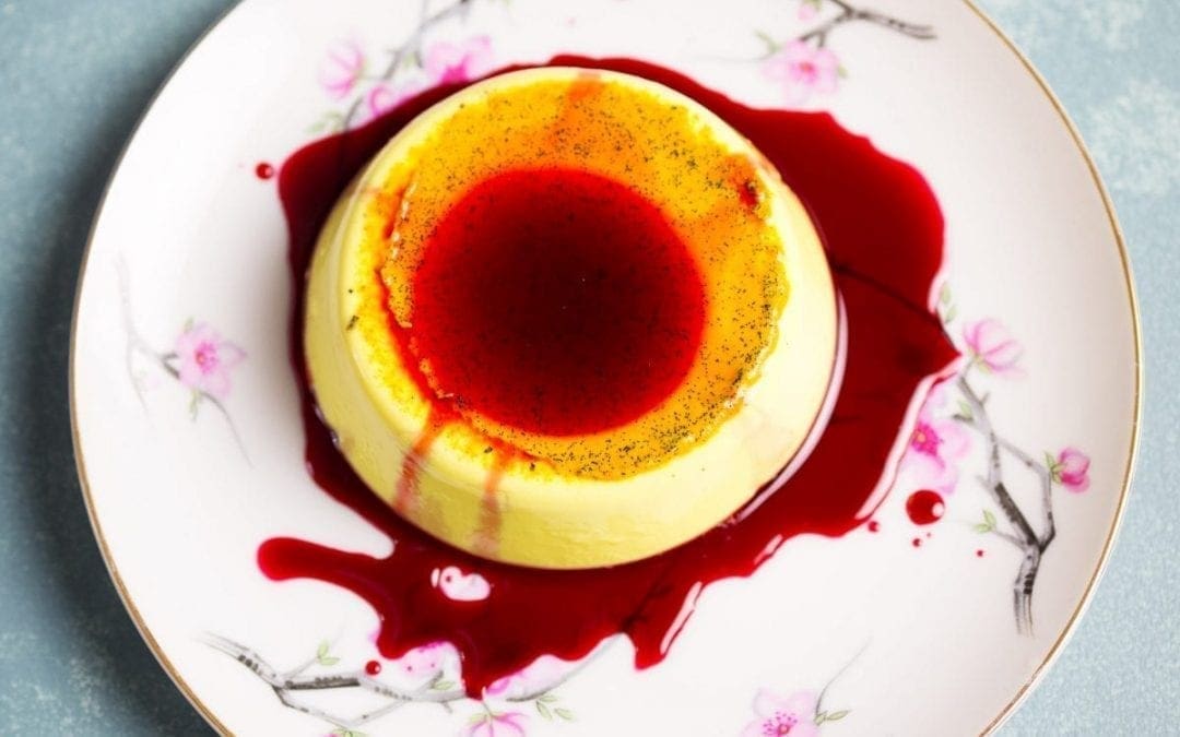 Vanilla and Turmeric Pannacotta with Hibiscus Syrup