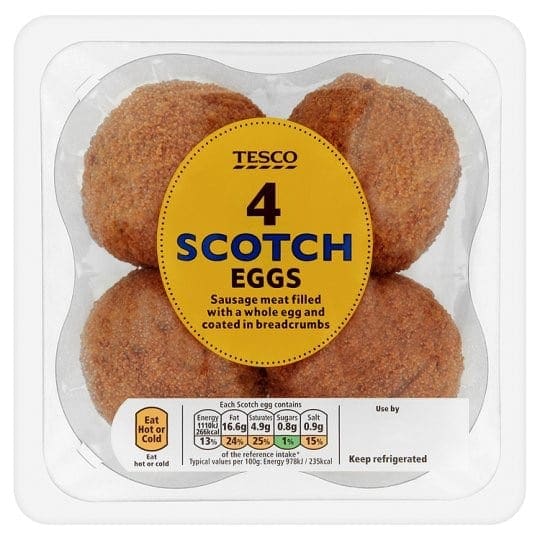 A pack of 4 supermarket Scotch Eggs