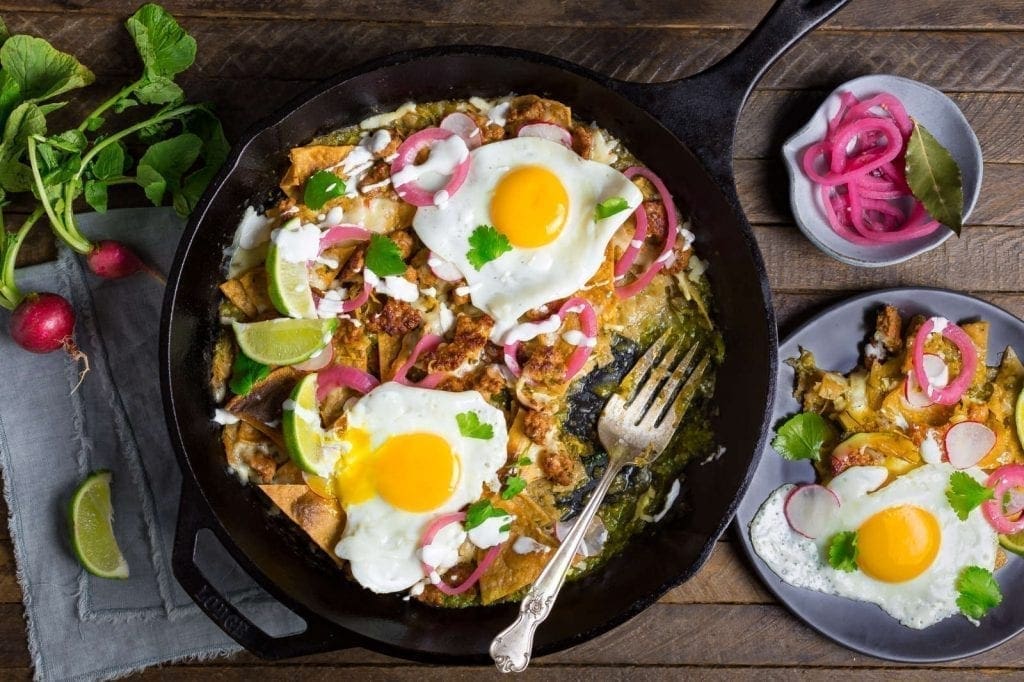 Extra Crispy Salsa Verde Chilaquiles with Chorizo and Egg