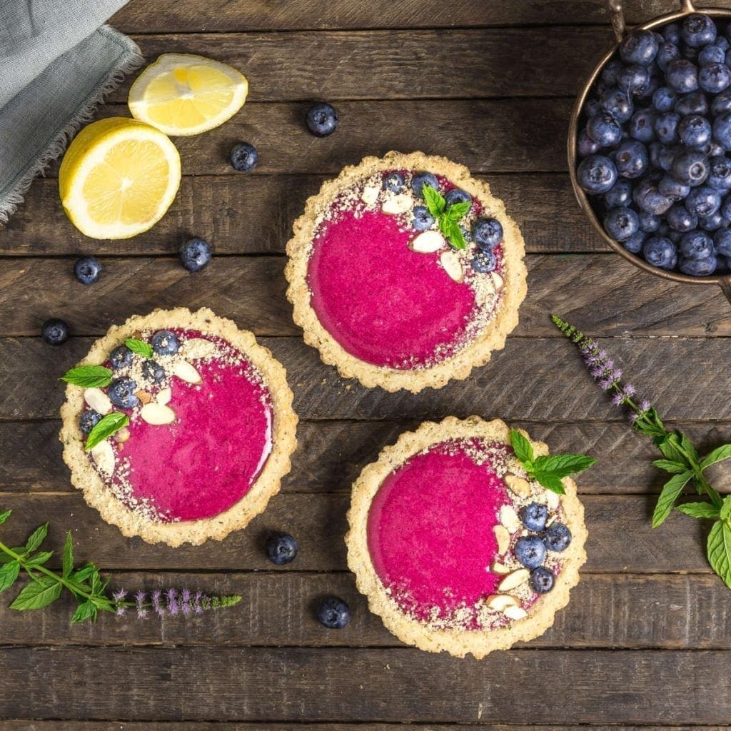 Blueberry-Lemon Curd Tartlets with Almond Crust