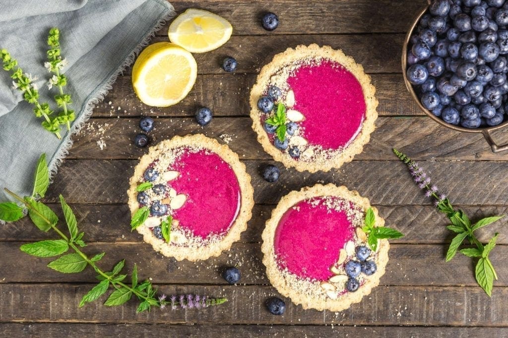 Blueberry-Lemon Curd Tartlets with Almond Crust